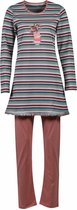 Woody pyjama meisjes/dames - multicolor gestreept - wolf - 202-1-BLB-S/975 - maat 128