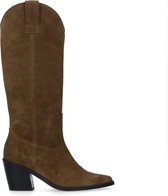 Manfield - Dames - Taupe suède cowboylaarzen - Maat 37