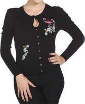 Banned Cardigan -XL- Flamingo Bloemen Zwart