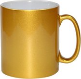 1x gouden koffie/ thee mokken 330 ml - geschikt voor sublimatie drukken - Gouden onbedrukte cadeau koffiemok/ theemok