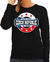 Have fear Czech republic is here sweater met sterren embleem in de kleuren van de Tsjechische vlag - zwart - dames - Tsjechie supporter / Tsjechisch elftal fan trui / EK / WK / kleding L