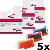 Go4inkt compatible met Canon CLI-8 5x multipack inkt cartridges - 15 stuks - cyaan, magenta, yellow