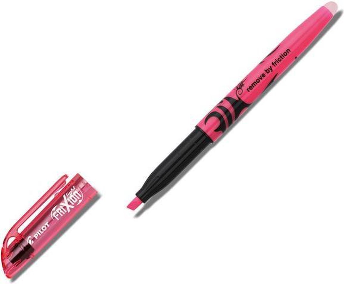 Pilot FriXion Light Uitwisbare Markeerstift met Gum, Beitelvormige Punt, 1 - 3,8 mm, Roze (doos 12 stuks)