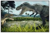 Dinosaurus T-Rex battlefield duo - Foto op Akoestisch paneel - 120 x 80 cm