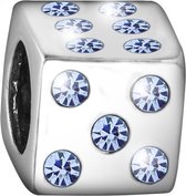 Quiges - 925 - Zilveren - Bedels -Sterling zilver - Beads - Dobbelsteen Kraal Charm - Geschikt – voor - alle bekende merken - Armband Z667