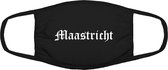 Maastricht mondkapje | gezichtsmasker | bescherming | bedrukt | logo | Zwart mondmasker van katoen, uitwasbaar & herbruikbaar. Geschikt voor OV