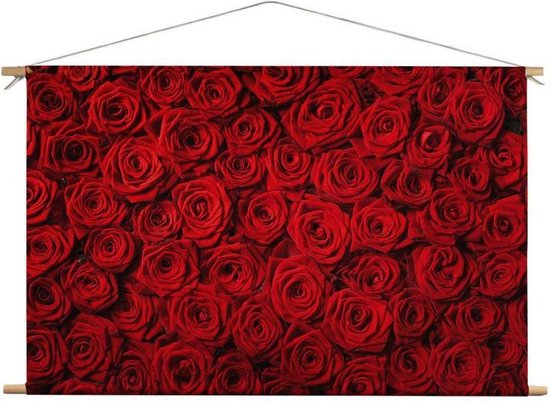 Rode Rozen | 120 x 80 CM | Natuur | Schilderij | Textieldoek | Textielposter | Wanddecoratie