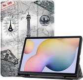 Samsung Galaxy Tab S7 Hoesje Tri-Fold Book Case Eiffel Tower Print