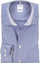 OLYMP Luxor comfort fit overhemd - donkerblauw met wit geruit (contrast) - Strijkvrij - Boordmaat: 46
