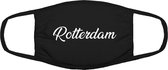 Rotterdam mondkapje | gezichtsmasker | bescherming | bedrukt | logo | Zwart mondmasker van katoen, uitwasbaar & herbruikbaar. Geschikt voor OV