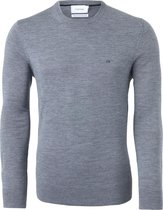 Calvin Klein slim fit trui wol - heren pullover O-hals - grijs melange -  Maat: XXL