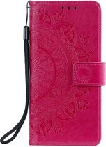 Shop4 - iPhone 12 Pro Hoesje - Wallet Case Mandala Patroon Roze