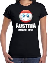 Austria makes you happy landen t-shirt Oostenrijk zwart voor dames met emoticon S