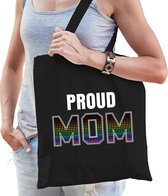 Proud mom regenboog cadeautas zwart voor dames -    LHBT/ lesbo / rainbow - kadotas / shopper