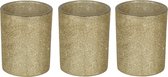 3x Gouden theelichthouders/waxinelichthouders glitter 10 cm -  Kaarsenhouders/lantaarns - Sfeer lichtjes