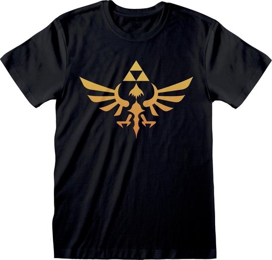 T-Shirt met Korte Mouwen The Legend of Zelda Hyrule Logo Zwart Uniseks - L