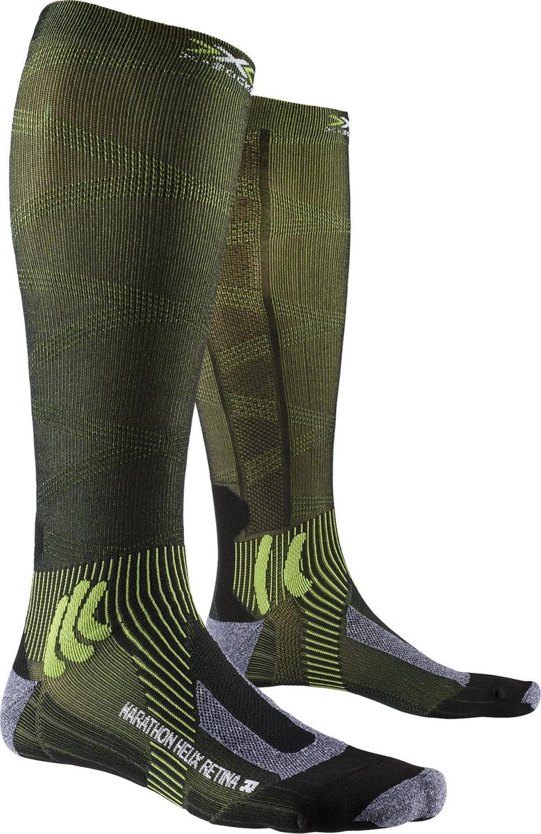 X-socks Hardloopsokken Marathon Helix Retina Zwart/groen Mt 42-44