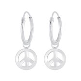 Oorbellen dames | Zilveren oorringen met hanger | Zilveren oorringen met peace-teken | WeLoveSilver