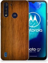 Smartphone hoesje Motorola Moto G8 Power Lite Leuk Case Super als Vaderdag Cadeaus Donker Hout