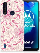 Smartphone hoesje Motorola Moto G8 Power Lite Silicone Case Roze Bloemen