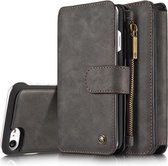 CaseMe - iPhone 7/8/SE 2020 hoesje - Wallet Book Case met Ritssluiting - Zwart