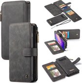 CaseMe - Samsung Galaxy S10 Plus hoesje - Wallet Book Case met Ritssluiting - Zwart