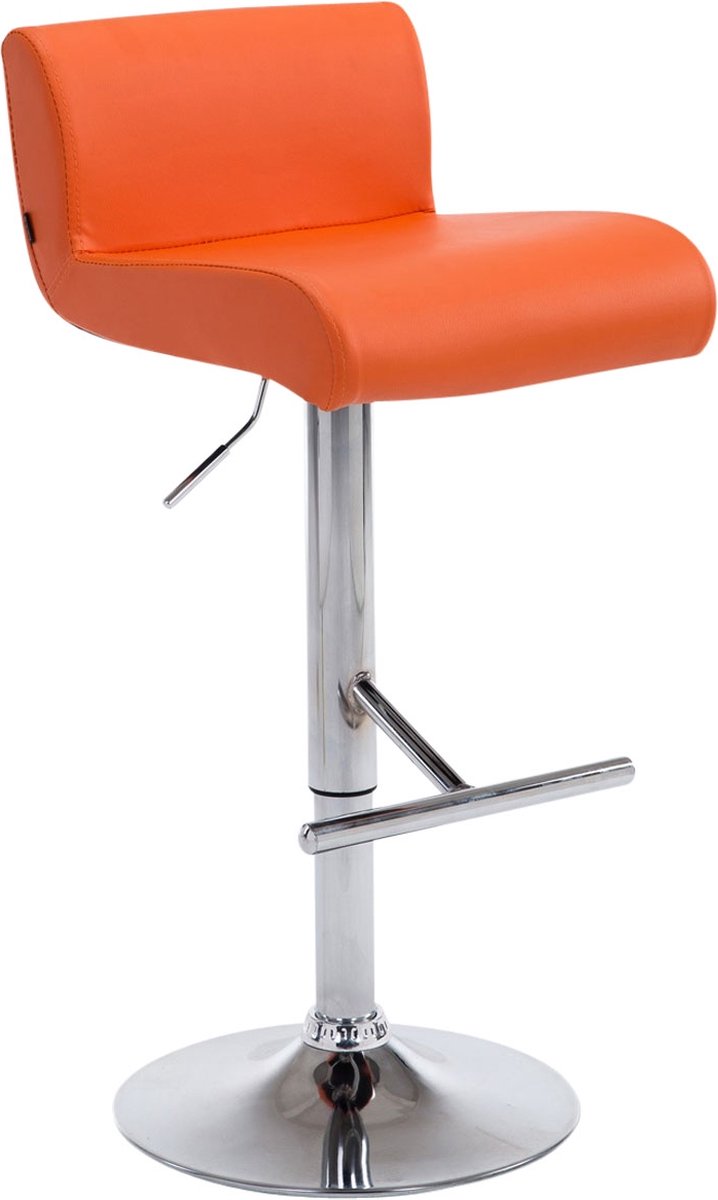 Clp California Barkruk Met rugleuning Verstelbaar Voetsteun Kunstleer oranje