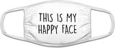 Happy face grappig mondkapje | gezichtsmasker | bescherming | bedrukt | logo | Wit mondmasker van katoen, uitwasbaar & herbruikbaar. Geschikt voor OV