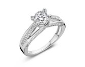 Silver Rose -R6347W-54 -Ring -925 Zilver gerodineerd -Cubic Zirkonia