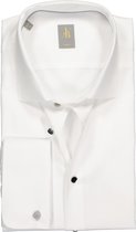 Jacques Britt overhemd - Milano slim fit dubbele manchet - wit - Strijkvriendelijk - Boordmaat: 44