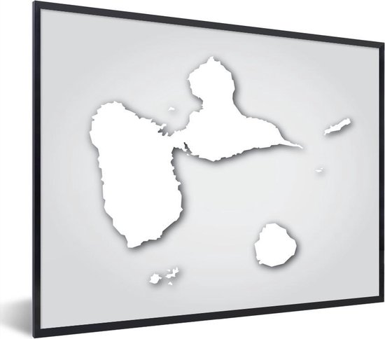 Photo en cadre - Une illustration noir et blanc de la Guadeloupe sur fond  gris cadre... | bol.com