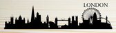 Houten skyline London - Gebrand hout - Wanddecoratie / muurdecoratie - 38cm x 11.5cm x 12mm - Londen - Engeland - Hoofdstad - London Eye - Tower Bridge - Wembley Stadium - Populier