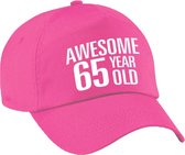 Awesome 65 year old verjaardag pet / cap roze voor dames en heren - baseball cap - verjaardags cadeau - petten / caps