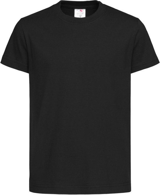 Zwarte kinder t-shirts 100% katoen - Kinderkleding basics 110-116 (XS)