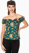 Dancing Days Off shoulder top -XS- TROPICAL HOLIDAY Zwart