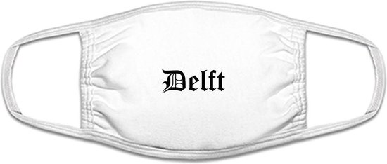 Masque buccal de Delft | masque | protection | imprimé | logo | Masque buccal blanc en coton, lavable et réutilisable. Adapté aux transports publics