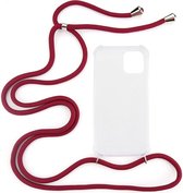 Shop4 - iPhone 12 mini Hoesje - Zachte Back Case met Koord Donker Rood