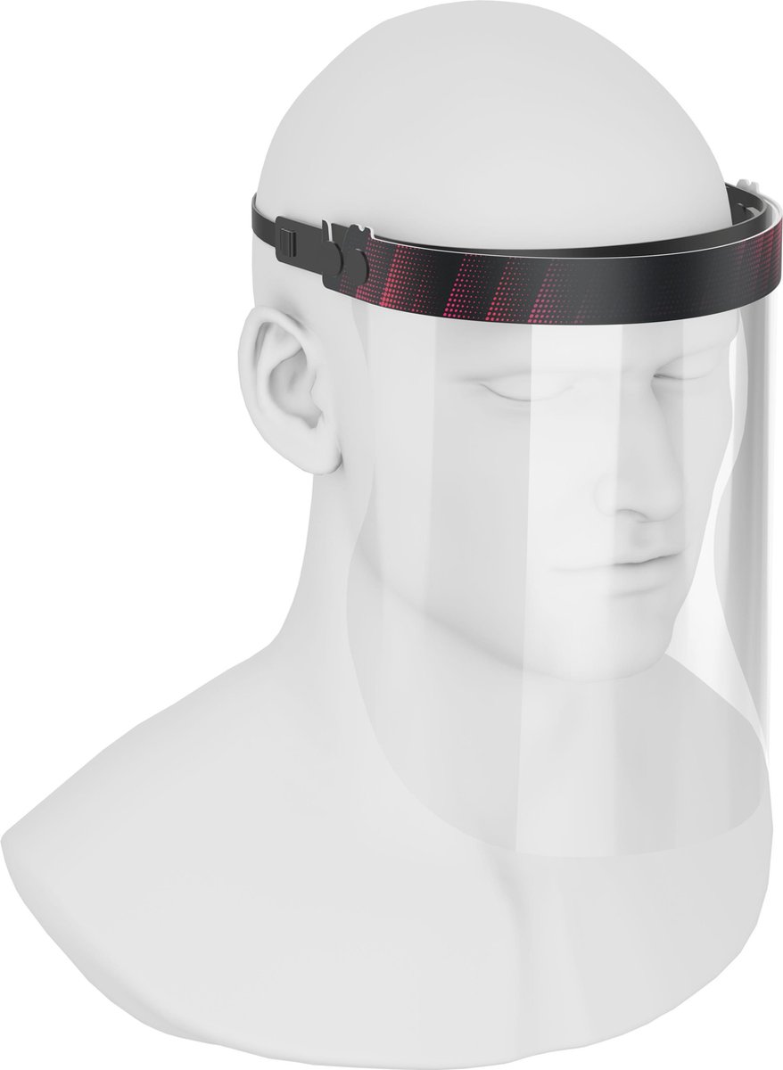 iSolay Gelaatsscherm - Zwart & Rood | Gratis Mondkapje | Transparant  Beschermkap | Face Mask | Face Shield | Gelaatsscherm Covid | Gelaatsschermen Coronavirus | Gezichtsscherm | Spatmasker | Gezichtsscherm Spatmasker