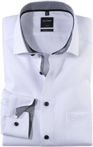 OLYMP Luxor modern fit overhemd - wit (zwart contrast) - Strijkvrij - Boordmaat: 47
