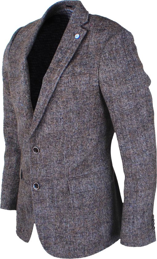 PJ PAUL JONES Fluwelen blazer voor heren, met kanten revers, regular fit, vrije tijd, smokingjack, blazer met broche, wijnrood, XL