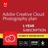 Adobe Creative Cloud Photography Plan: Student & Docent Editie - 1 Apparaat - 1 Jaar - 20GB Cloudopslag - Nederlands / Engels - Windows / Mac Download