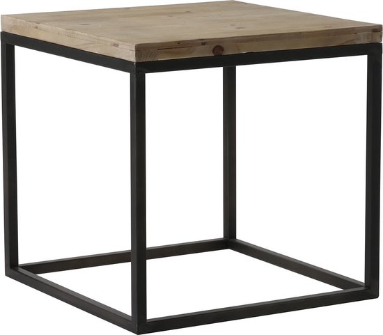 Light & Living Table d'appoint YARULA 40x40x40 cm - métal noir + bois
