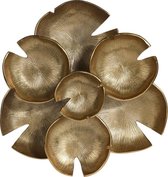 Gouden decoratie schaal/plateau lotusbladeren 48 x 44 cm - Goudkleurige lotus wanddecoratie of kaarsenhouder - Woonaccessoires