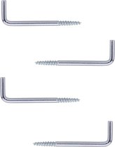 4x Deurgordijn ophanghaken / bevestigingshaken staal verzinkt met houtdraad - L8 x H2.2 cm - met kruisgleuf voor bevestiging met schroevendraaier - ophanghaken voor deurgordijnen