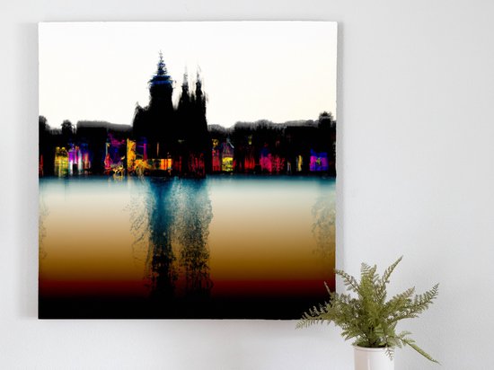 Smokey city kunst - 100x100 centimeter op Dibond | Foto op Dibond - wanddecoratie