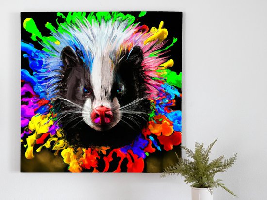 Rainbow skunk explosion | Rainbow Skunk Explosion | Kunst - 40x40 centimeter op Canvas | Foto op Canvas