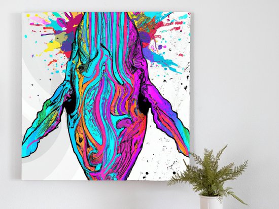 Colorful Whale Explosion kunst - 30x30 centimeter op Canvas | Foto op Canvas - wanddecoratie