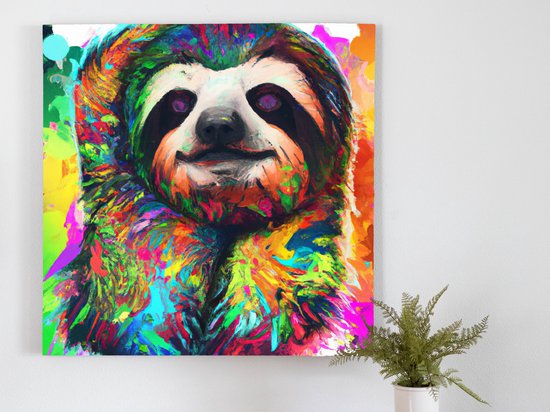 Super Sloth kunst - 30x30 centimeter op Canvas | Foto op Canvas - wanddecoratie