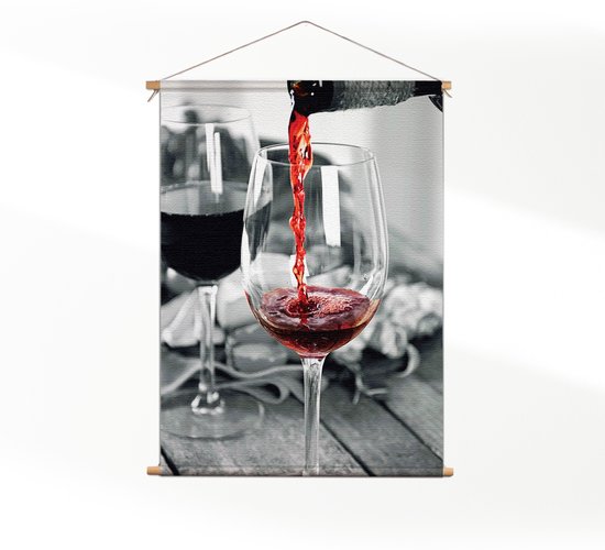 Textielposter Red Red Wine 02 XXL (165 X 120 CM) - Wandkleed - Wanddoek - Wanddecoratie