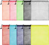 Belle Vous Lot de 10 Sacs à linge à Grillage en Nylon Multicolore - 35,5 x 40 cm - Sac à Cordon pour Rangement, Voyages, Lessive, Matériel de Sport, Plage, Jouets, Golf et Nager